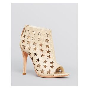 ALICE+OLIVIA Womens Beige Metallic Giovanna Open Toe Stiletto Leather Booties 38